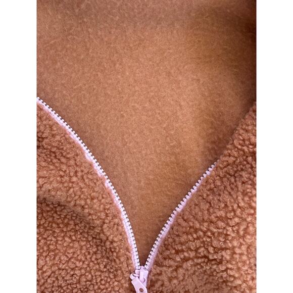 Wild Fable Rose Gold Pink Half-Zip Sherpa Hooded Jacket Large - Picture 3 of 4